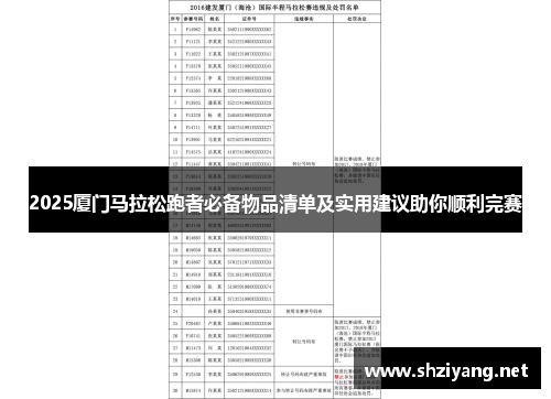 2025厦门马拉松跑者必备物品清单及实用建议助你顺利完赛